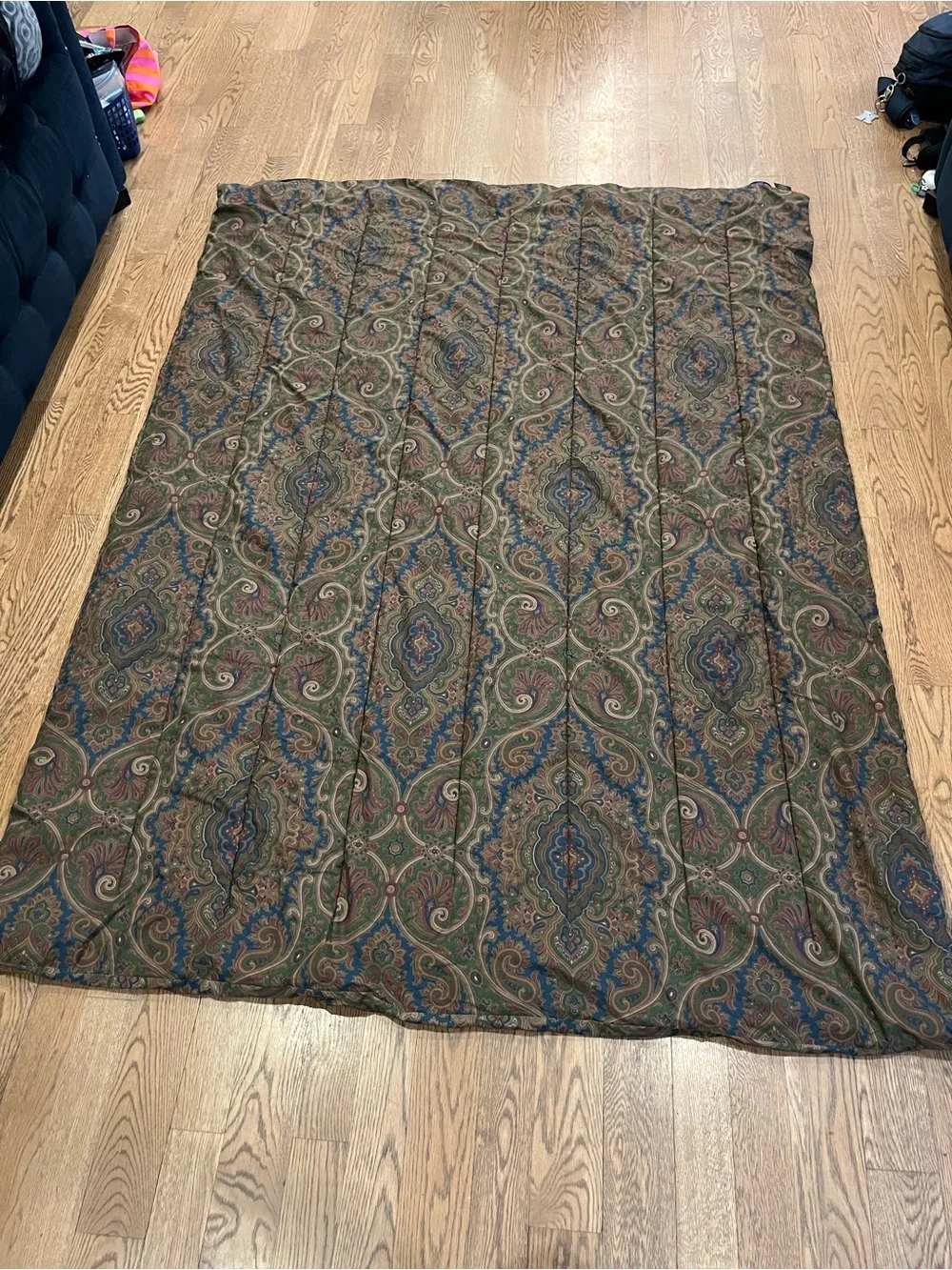 Vtg Ralph Lauren Comforter Brianna Elizabeth Paisley Blue Green Twin Sateen USA